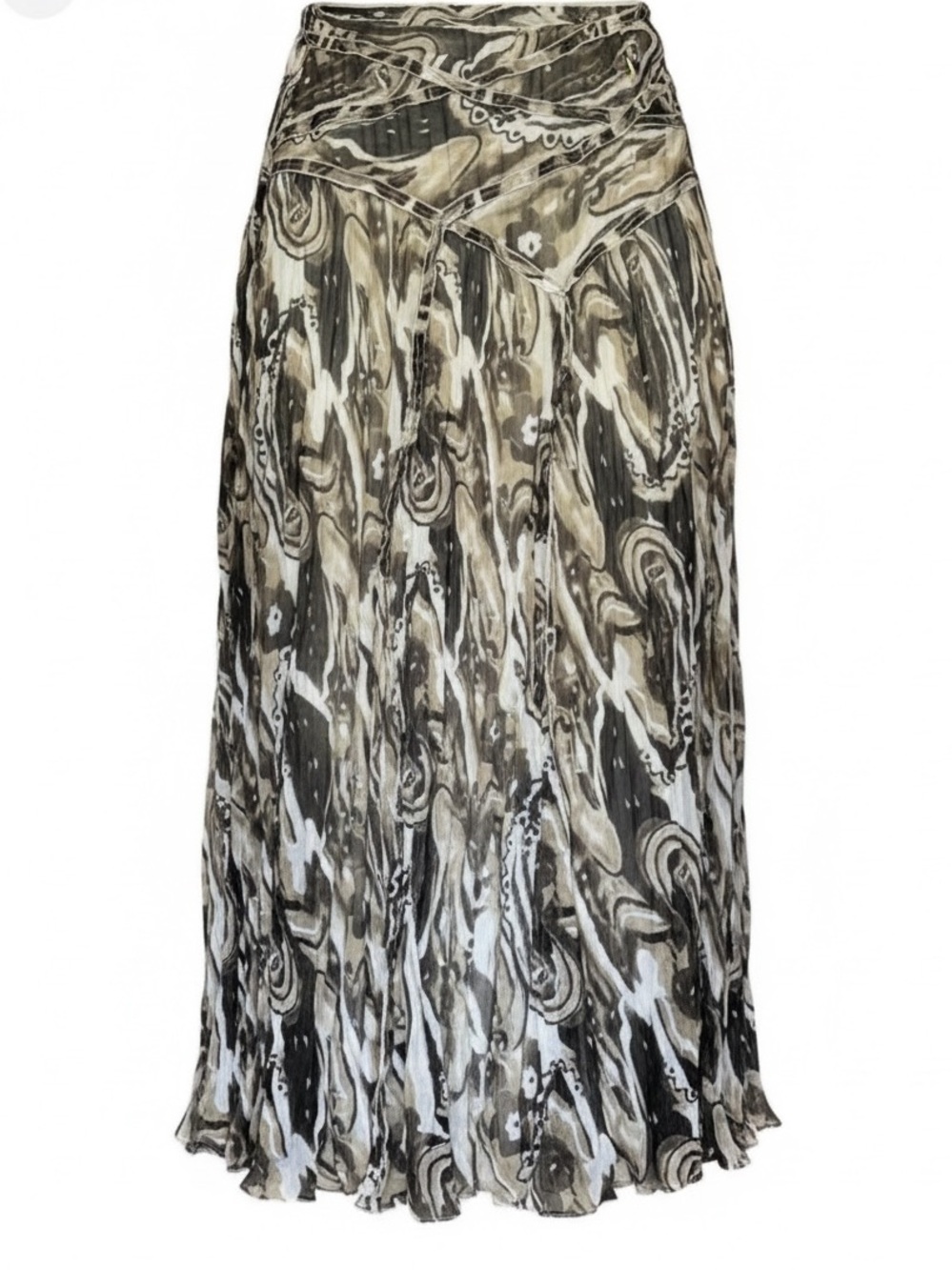 Vintage Y2K Brown and cream midi skirt with a flowy, boho vibe